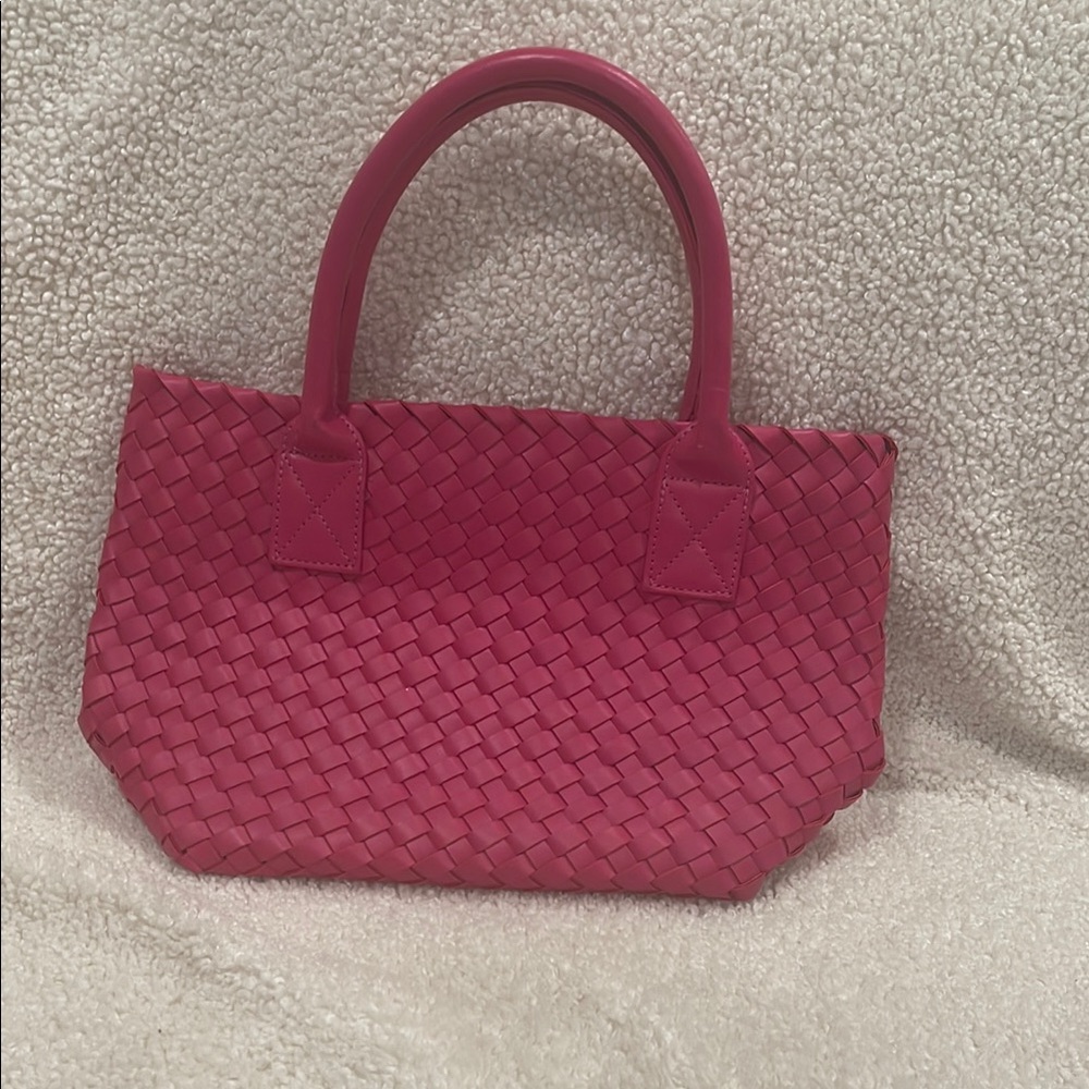 Elegant Pink Woven Tote Bag